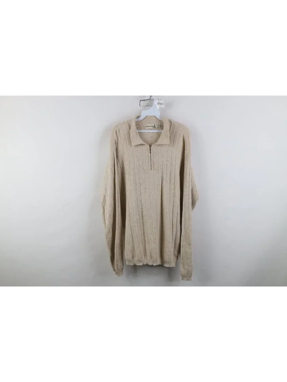 Vintage 90s Streetwear Mens Medium Cotton Ribbed Knit Collared 1/4 Zip Sweater